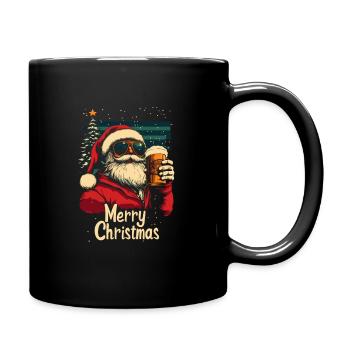 Weihnachtsmann mit Bier Weihnachtsfeier - Tasse einfarbig - Schwarz - Rechts