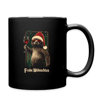 Weihnachtsfeier Wein Faultier lustig - Tasse einfarbig - Schwarz - Rechts