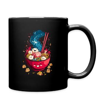 Kawaii Ramen Schüssel - Tasse einfarbig - Schwarz - Rechts