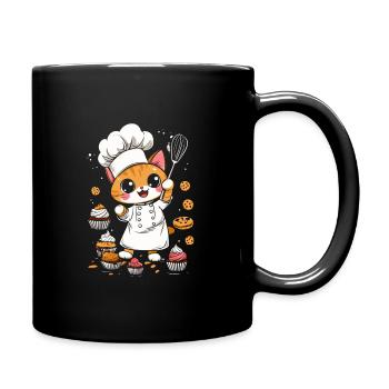 Cute Cat Baker Cake Pastry Chef - Full Colour Mug - black - Right