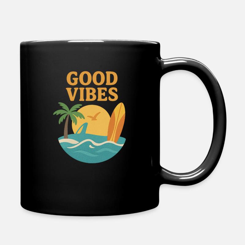 De bonnes vibrations sur la vue sur la plage - Mug uni - noir