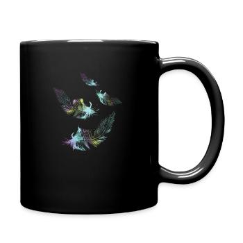 rainbow feathers - Full Colour Mug - black - Right