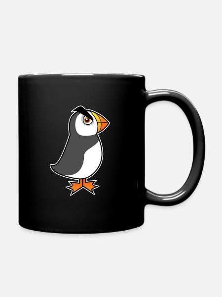 Angry Puffin - Full Colour Mug - black