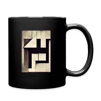 Schwarz-Weiß-Bauhaus-Illustration - Tasse einfarbig - Schwarz - Rechts