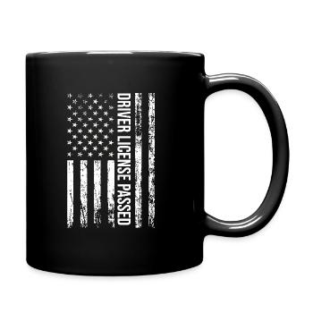 American Flag Driver License Passed Driving Exam - Full Colour Mug - black - Right