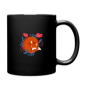 Süßer Fuchs macht ein Nickerchen - Tasse einfarbig - Schwarz - Rechts