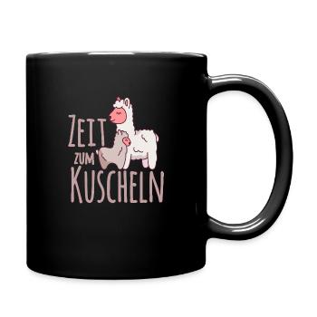 Zeit zum Kuscheln Schaf mit Lamm - Tasse einfarbig - Schwarz - Rechts