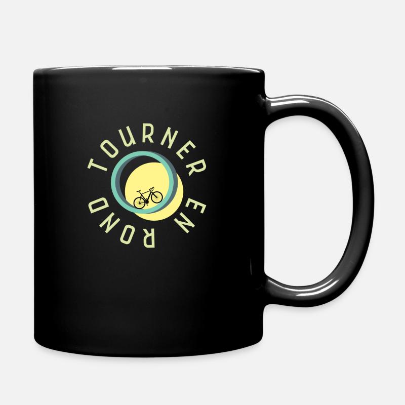 Round in circles - cycling (quote for cyclist) - Full Colour Mug - black