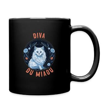 Portrait de chatte angora : Diva du Miaou - Mug uni - noir - Droite