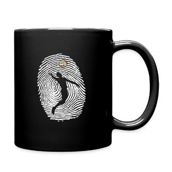 Volleyball Fingerabdruck DNA retro weiß - Tasse einfarbig - Schwarz - Rechts