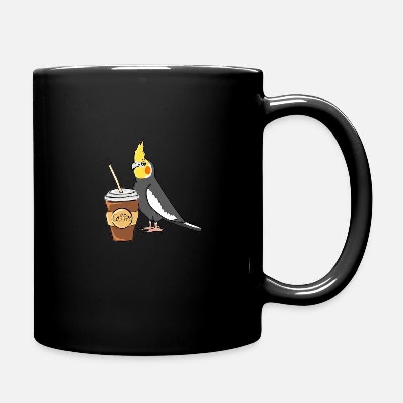 Nymphensittich mit Kaffee - Tasse einfarbig - Schwarz