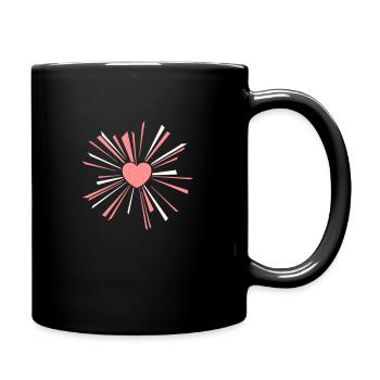heart sun pink white design - Full Colour Mug - black - Right