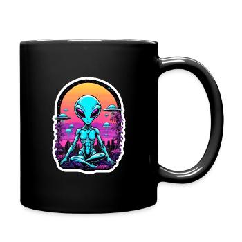 Außerirdische Meditation - Tasse einfarbig - Schwarz - Rechts