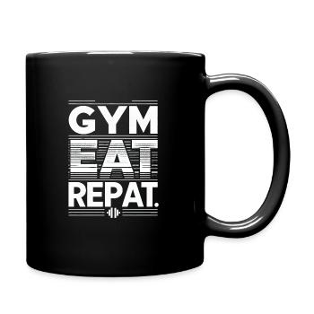 Gym Eat Repeat Fitness Motif - Mug uni - noir - Droite