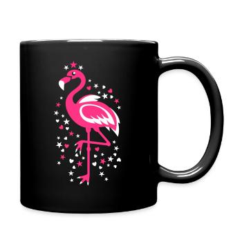 Flamingo Pink Magic Exsotic Bird Star Vogel Sterne - Tasse einfarbig - Schwarz - Rechts