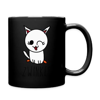 Zwinker Katze - Tasse einfarbig - Schwarz - Rechts