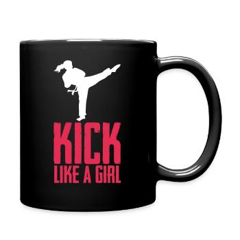 Kick Like a Girl Karate Girl Karate Kick - Full Colour Mug - black - Right