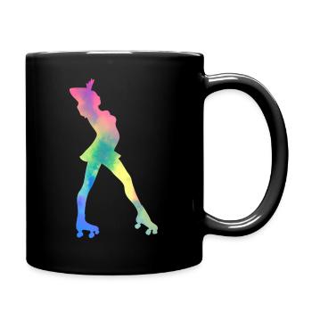 Girl rollerblading inline skating rollerblading - Full Colour Mug - black - Right