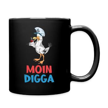 Moin Digga Nordsee Ostsee Norddeutschland Strand - Tasse einfarbig - Schwarz - Rechts