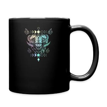 Aries Skull Snake Wicca Occult Crescent Moon - Full Colour Mug - black - Right