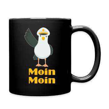 Moin Moin Möwen Kapitän - Tasse einfarbig - Schwarz - Rechts