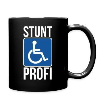 Stunt Profi - Lustige Sprüche Rollstuhl - Tasse einfarbig - Schwarz - Rechts