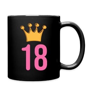 18. Geburtstag Glückwunsch Krone - Tasse einfarbig - Schwarz - Rechts