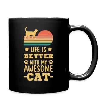 Chat Rétro Vintage - Mug uni - noir - Droite