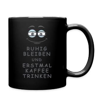 Kaffee trinken - Tasse einfarbig - Schwarz - Rechts
