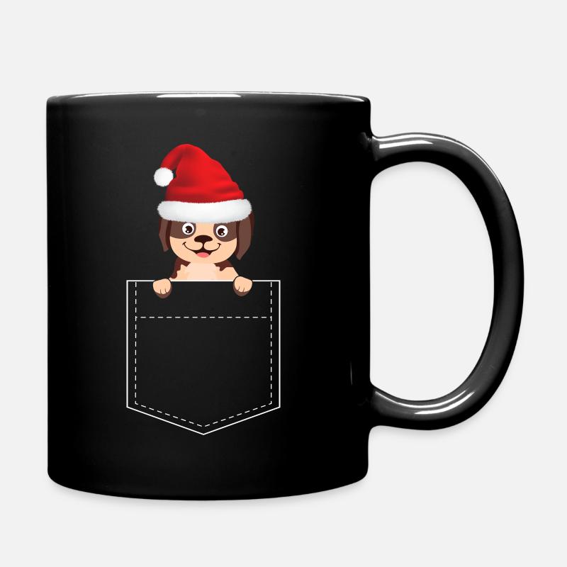 Weihnachtshund - Tasse einfarbig - Schwarz