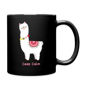 Le lama garde son calme - Mug uni - noir - Droite