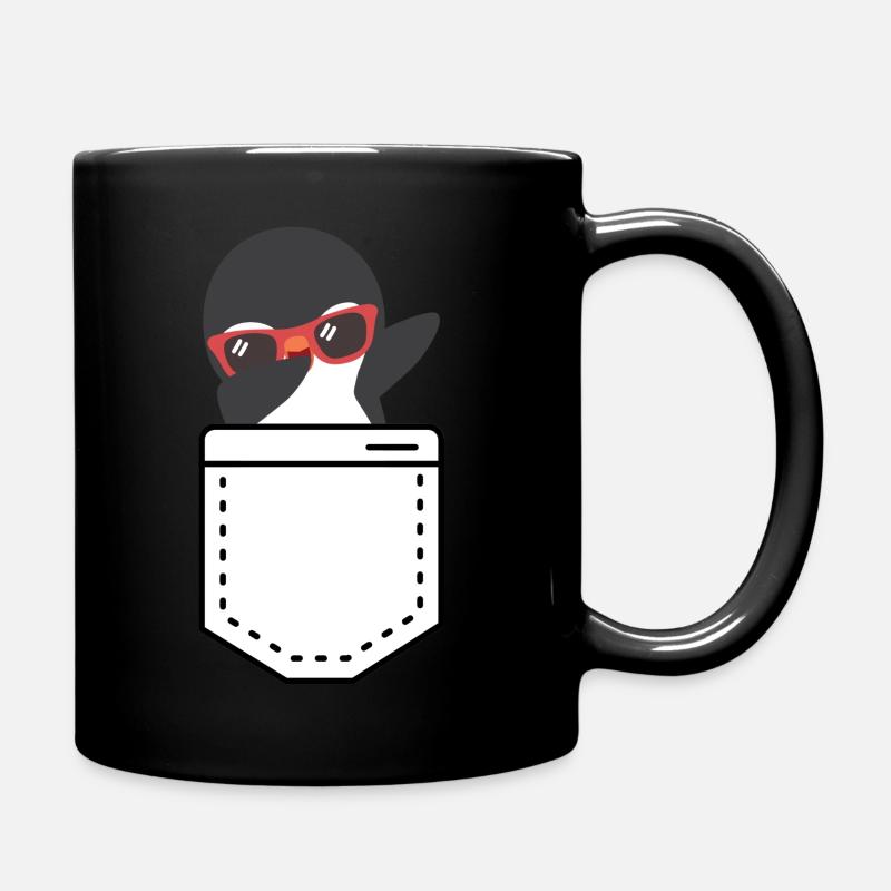 Dabbing Pinguin in der Tasche - Tasse einfarbig - Schwarz