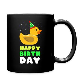 Rubber Duck Happy Birthday als Duckie Quack Liebhaber - Tasse einfarbig - Schwarz - Rechts