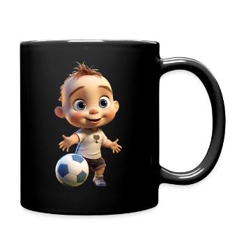 Fussballer Junge - Tasse einfarbig - Schwarz - Rechts