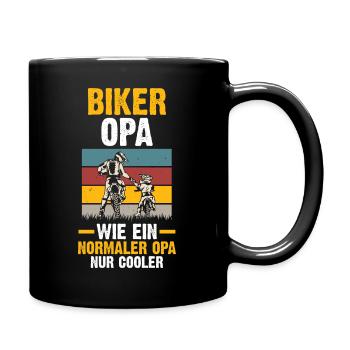 Großvater Opa Biker Motorradfahrer Motorrad - Tasse einfarbig - Schwarz - Rechts