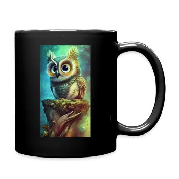 Süße Baby Eule - Tasse einfarbig - Schwarz - Rechts