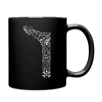 Maori Brustlogo 52 weiß - Tasse einfarbig - Schwarz - Rechts