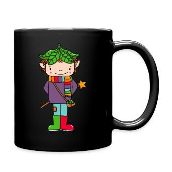 Wichtel ganz - Tasse einfarbig - Schwarz - Rechts