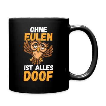 Eulen - Tasse einfarbig - Schwarz - Rechts