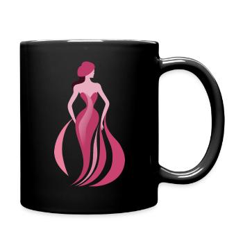 Abstrakte kunstvolle Frau - Tasse einfarbig - Schwarz - Rechts