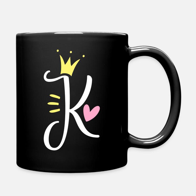 Letter K Initial Letter Crown - Full Colour Mug - black