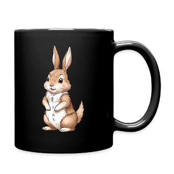 Niedlicher Hase braun 13 - Tasse einfarbig - Schwarz - Rechts