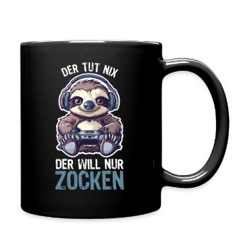 Gamer Faultier Der tut nix der will nur zocken - Tasse einfarbig - Schwarz - Rechts