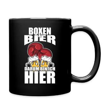 Funny saying: Boxing, beer, that's why I'm here - Full Colour Mug - black - Right