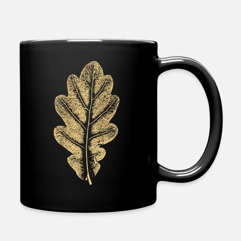 Oak Leaf - Khaki Leaf/ Oak / Tree - Full Colour Mug - black