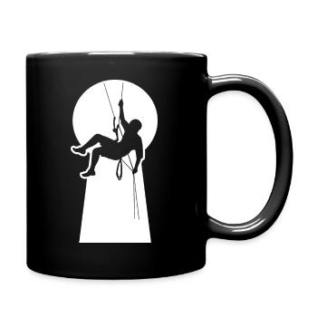 Klettern Bergsteiger abseilen Schlüsselstelle - Tasse einfarbig - Schwarz - Rechts
