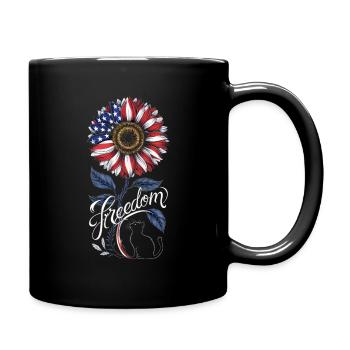 Patriotische amerikanische Sonnenblumenfreiheit - Tasse einfarbig - Schwarz - Rechts