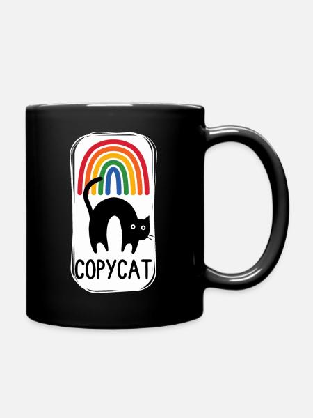 Regenbogen-Katze! - Tasse einfarbig - Schwarz