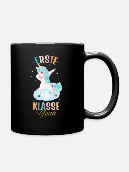Schulstart mit Einhorn - Tasse einfarbig - Schwarz