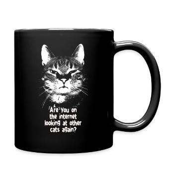 Internet-Katze - Tasse einfarbig - Schwarz - Rechts
